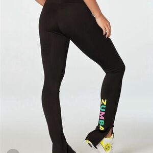 Zumba Black Bootcut Leggings with Colorful Logo